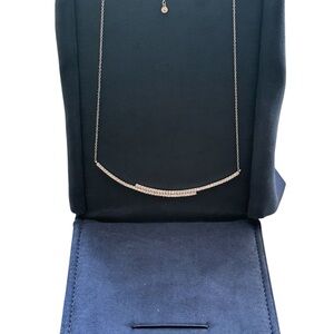 Crislu CZ Bar Necklace New Silver Adjustable with case NWOT